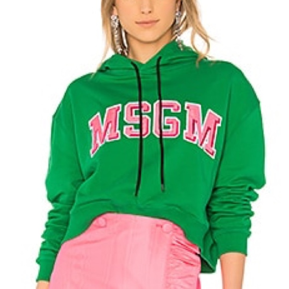 MSGM Green and Pink Hoodie